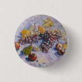 Van Gogh Stillleben mit Trauben und Äpfeln Kunstpr Button (Vorderseite)