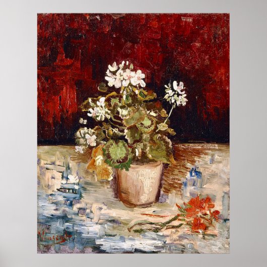 Van Gogh Stillleben Topf mit Geranien Poster (Vorne)