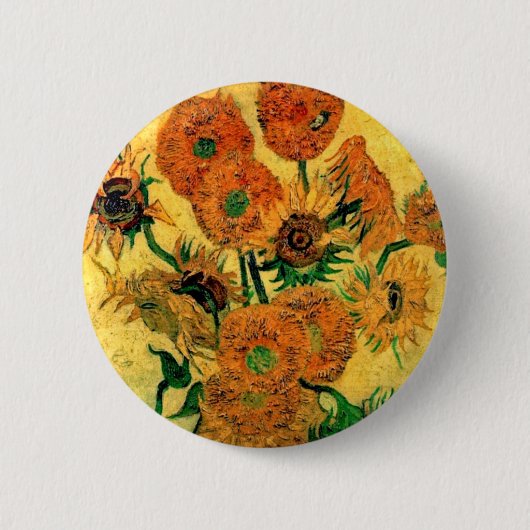 Van Gogh - Stillleben Vase mit fünfzehn Sonnenblum Button (Vorderseite)
