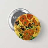 Van Gogh - Stillleben Vase mit fünfzehn Sonnenblum Button (Vorne & Hinten)