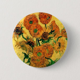 Van Gogh - Stillleben Vase mit fünfzehn Sonnenblum Button