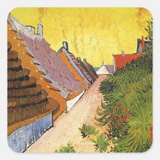 Van Gogh - Straße in Saintes-Maries, Quadratischer Aufkleber (Vorderseite)