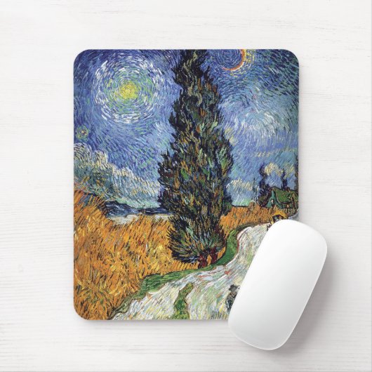 Van Gogh - Straße mit Fahrrädern Mousepad (Mit Mouse)
