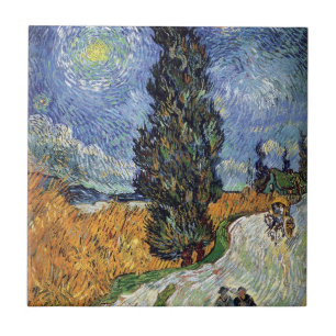 Van Gogh - Straße mit Zypressen Fliese