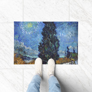 Van Gogh Straße mit Zypressen Impressionismus Fußmatte