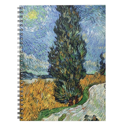 Van Gogh Straße mit Zypressen Impressionismus Notizblock (Vorderseite)