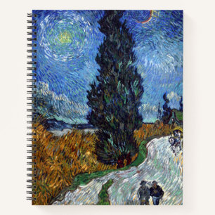 Van Gogh Straße mit Zypressen Impressionismus Notizblock