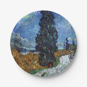 Van Gogh Straße mit Zypressen Impressionismus Pappteller