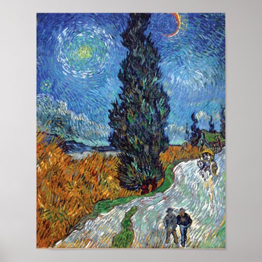 Van Gogh - Straße mit Zypressen, Kunst Poster (Vorne)