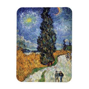Van Gogh - Straße mit Zypressen Magnet