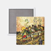Van Gogh: Strohdächer im Sonnenschein-Throw  Magnet (Vorderseite/Rückseite)