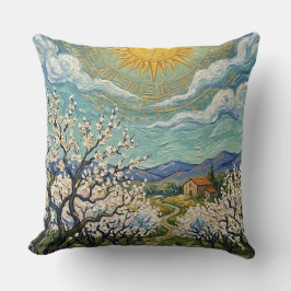 Van Gogh Style Almond Orchard Spring Blossom Throw Kissen