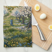 Van Gogh Style Almond Orchard Sunlit Blossom  Geschirrtuch (Viertel Falte)