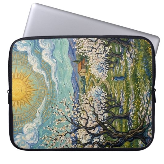 Van Gogh Style Almond Orchard Sunlit Blossom  Laptopschutzhülle (Vorderseite)