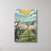 Van Gogh Style Almond Orchard Sunlit Spring Poster Leinwanddruck (Vorderseite)