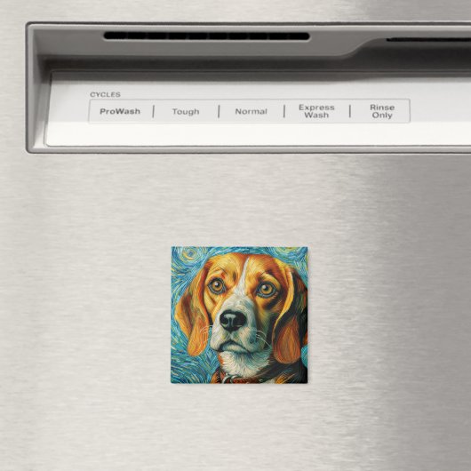 Van Gogh Style Beagle Art Magnet (In Situ (Geschirrspüler))