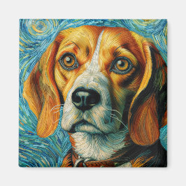 Van Gogh Style Beagle Art Magnet