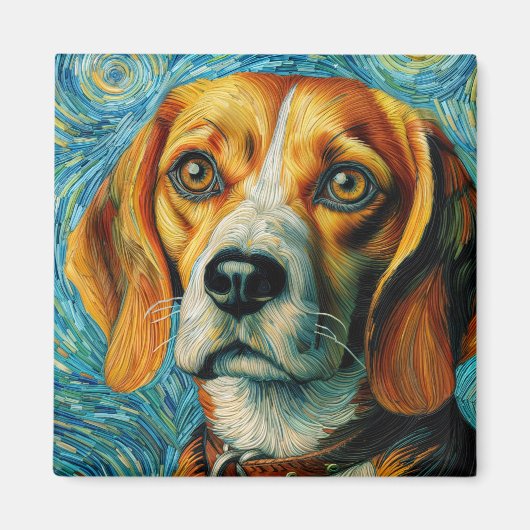 Van Gogh Style Beagle Art Magnet (Vorne)