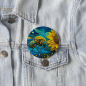 Van Gogh Style Bee & Sunflower Button (Beispiel)