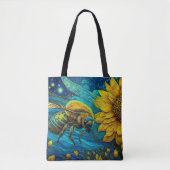 Van Gogh Style Bee & Sunflower Tasche (Vorderseite)