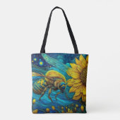 Van Gogh Style Bee & Sunflower Tasche (Rückseite)