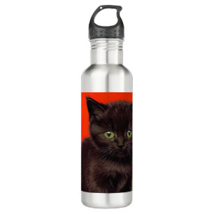 Van Gogh Style Black Cat Edelstahlflasche