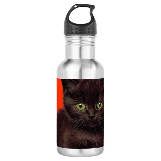 Van Gogh Style Black Cat Edelstahlflasche (Vorderseite)
