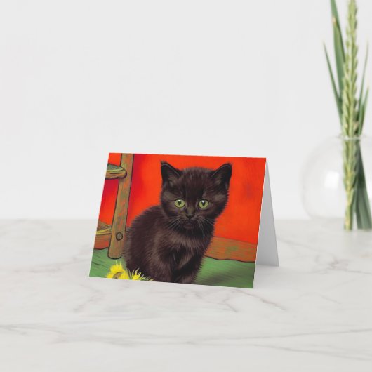 Van Gogh Style Black Cat Einladung (Vorderseite)