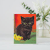 Van Gogh Style Black Cat Feiertagspostkarte (Stehend Vorderseite)