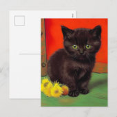 Van Gogh Style Black Cat Feiertagspostkarte (Vorne/Hinten)