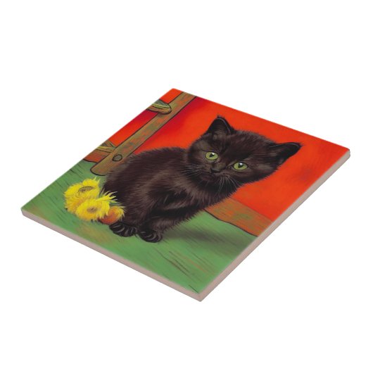 Van Gogh Style Black Cat Fliese (Seite)