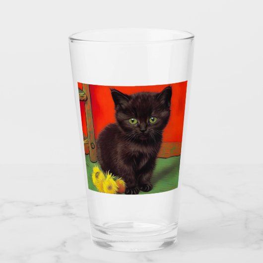 Van Gogh Style Black Cat Glas (Vorderseite)