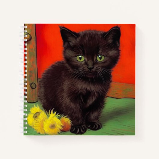 Van Gogh Style Black Cat Notizblock (Vorderseite)
