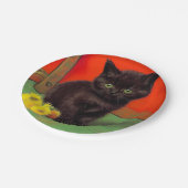 Van Gogh Style Black Cat Pappteller (Schrägansicht)