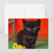 Van Gogh Style Black Cat Postkarte (Vorne/Hinten)