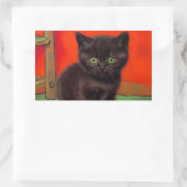 Van Gogh Style Black Cat Rechteckiger Aufkleber (Tasche)