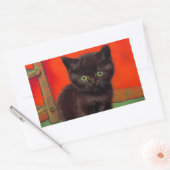 Van Gogh Style Black Cat Rechteckiger Aufkleber (Umschlag)