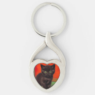 Van Gogh Style Black Cat Schlüsselanhänger