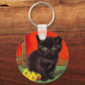 Van Gogh Style Black Cat Schlüsselanhänger (Rückseite)