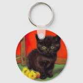 Van Gogh Style Black Cat Schlüsselanhänger (Rückseite)