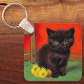 Van Gogh Style Black Cat Schlüsselanhänger (Vorderseite)