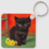 Van Gogh Style Black Cat Schlüsselanhänger (Rückseite)