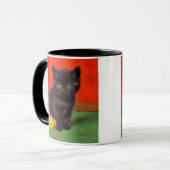 Van Gogh Style Black Cat Tasse (Vorderseite Links)