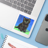 Van Gogh Style Black Kitten Aufkleber (Laptop mit iPhone)
