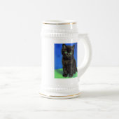 Van Gogh Style Black Kitten Bierglas (VorderseiteRechts)