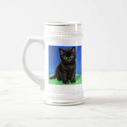 Van Gogh Style Black Kitten Bierglas (Links)