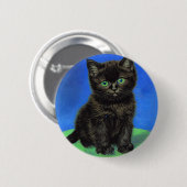 Van Gogh Style Black Kitten Button (Vorne & Hinten)