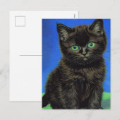 Van Gogh Style Black Kitten Feiertagspostkarte (Vorne/Hinten)