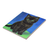 Van Gogh Style Black Kitten Fliese (Seite)