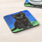 Van Gogh Style Black Kitten Getränkeuntersetzer (Linke Seite)